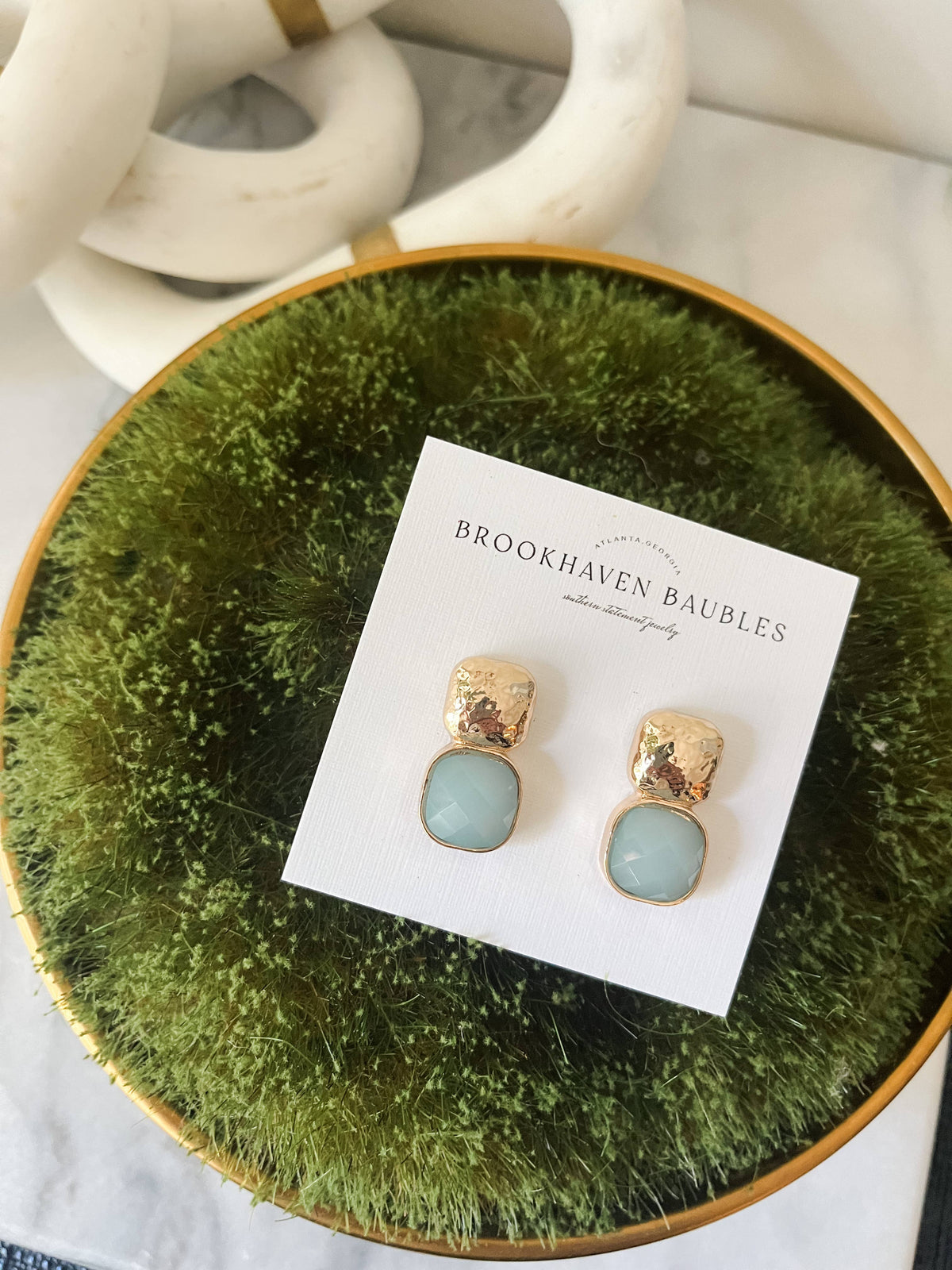 Hammered Gold and Aquamarine earrings