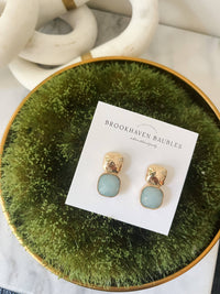Hammered Gold and Aquamarine earrings