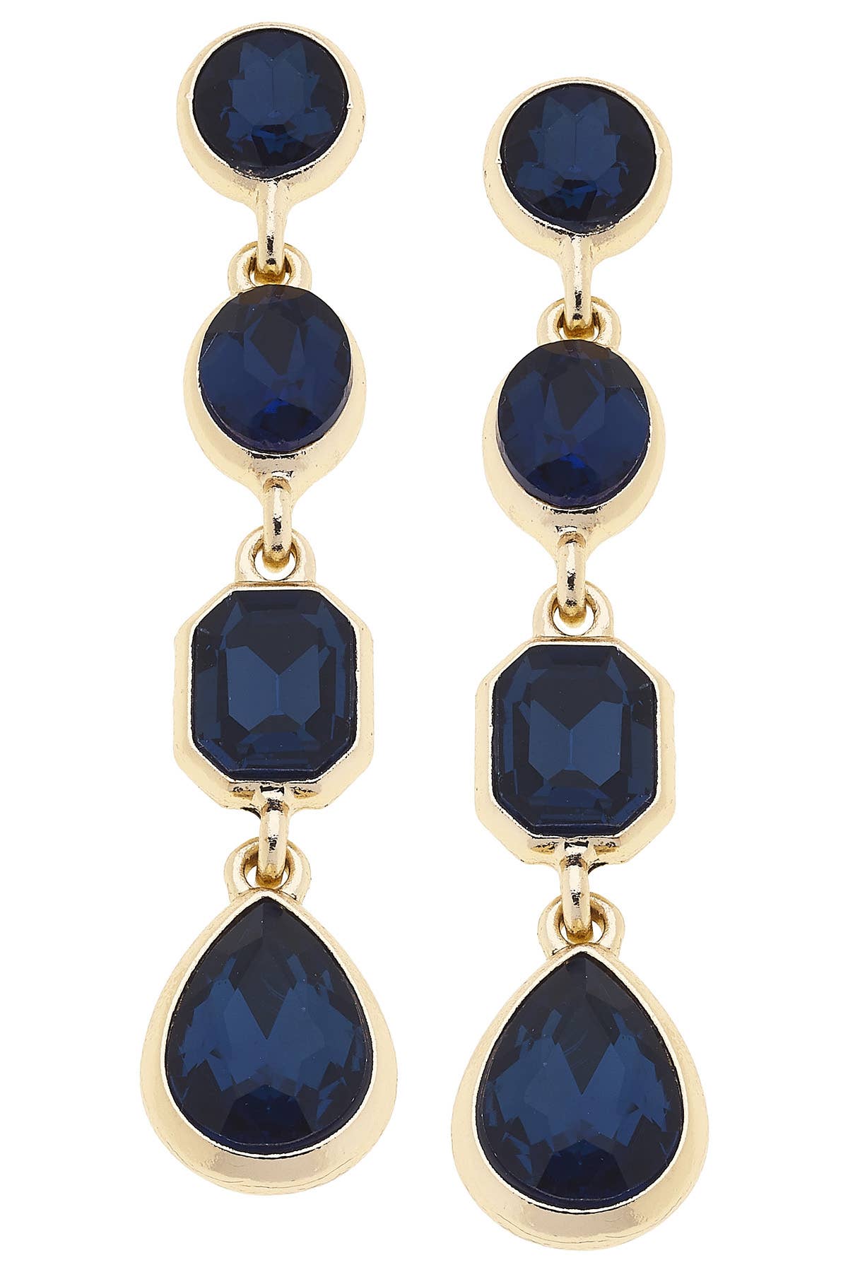 Daphne Rhinestone Linked Earrings: Red