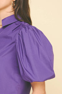 BUBBLE SLEEVE BLOUSE TOP - 5707TB: FAIRY RED / S