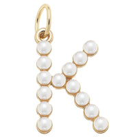 Pearl-Studded Letter Charm in Ivory: G
