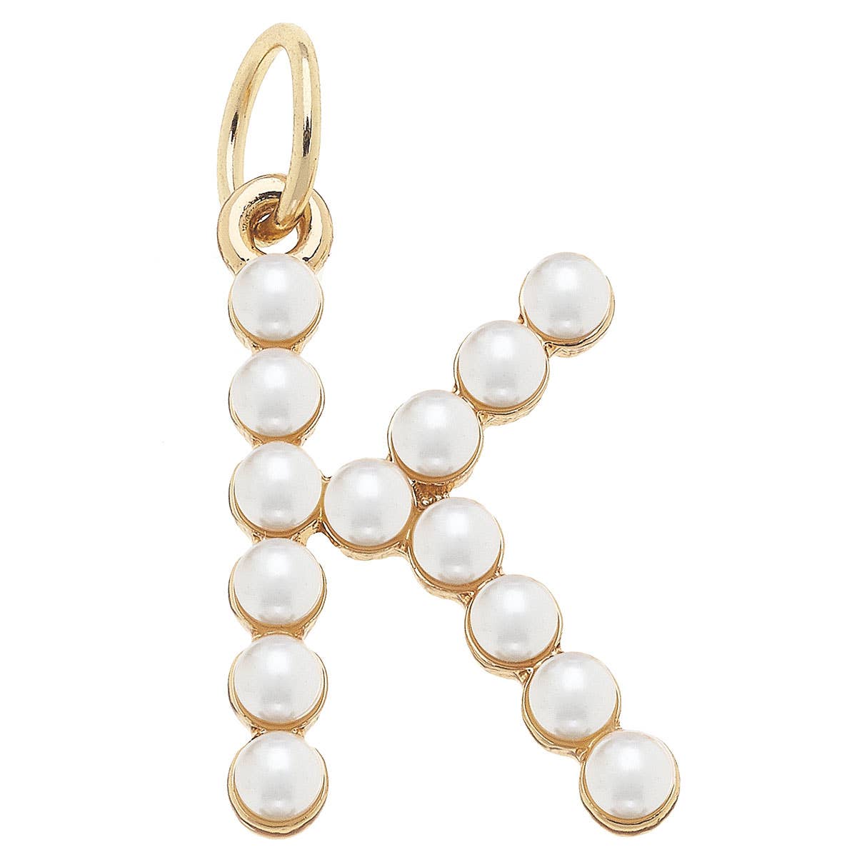 Pearl-Studded Letter Charm in Ivory: P
