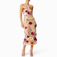 Lucy Floral Embroidered Slim Tube Dress