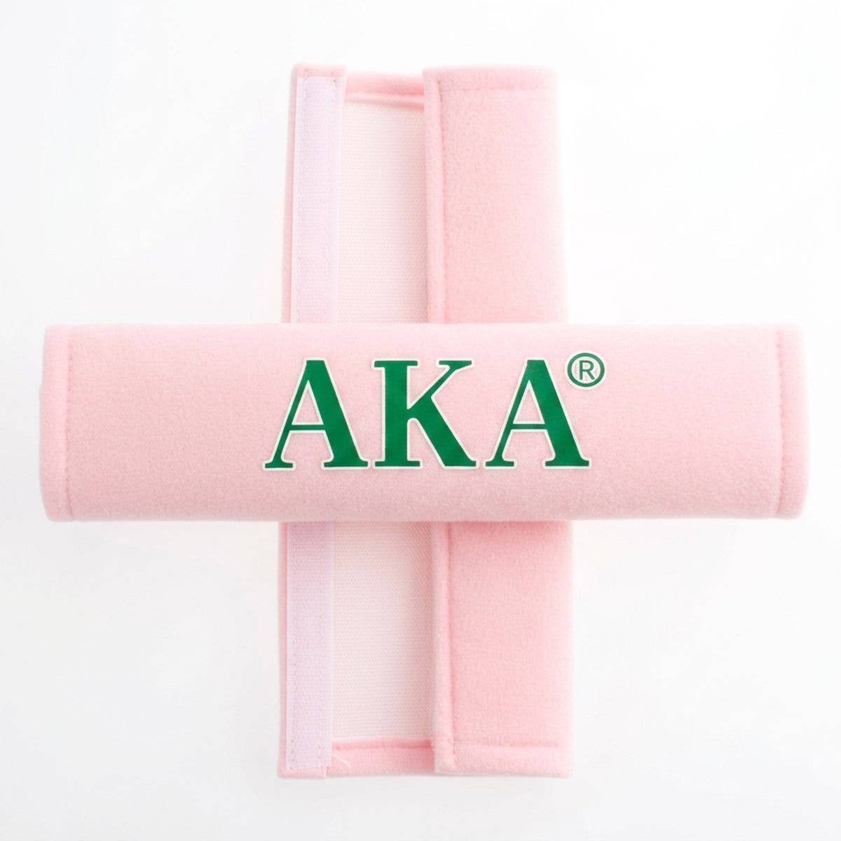 Alpha Kappa Alpha Pink Seat Belt Cover Set: Animal Print / Multi Tone / 9.5 x 2.5 inches
