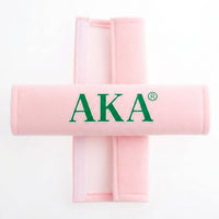 Alpha Kappa Alpha Pink Seat Belt Cover Set: Animal Print / Multi Tone / 9.5 x 2.5 inches