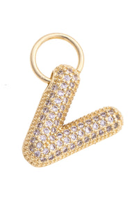 Canvas Style Charm Bar Letter Pave Initial Charm in Shiny Gold