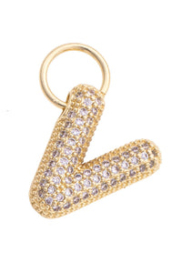 Letter Pave Initial Charm in Shiny Gold: K