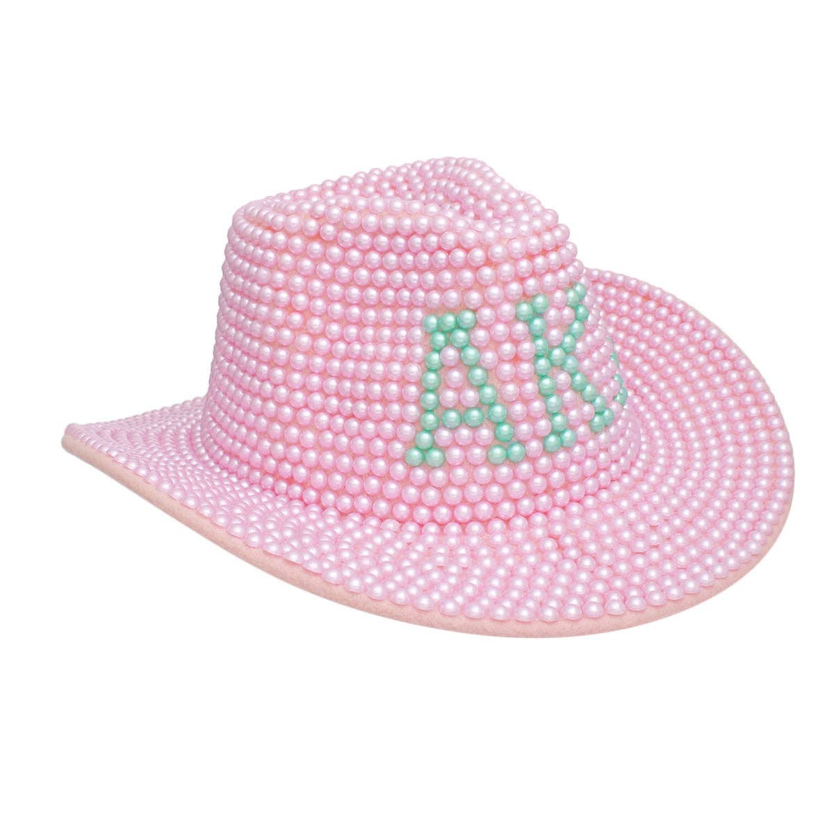 AKA Sorority Pink and Green Pearl Fedora Hat Women: Pink and Green / Pearl / One Size