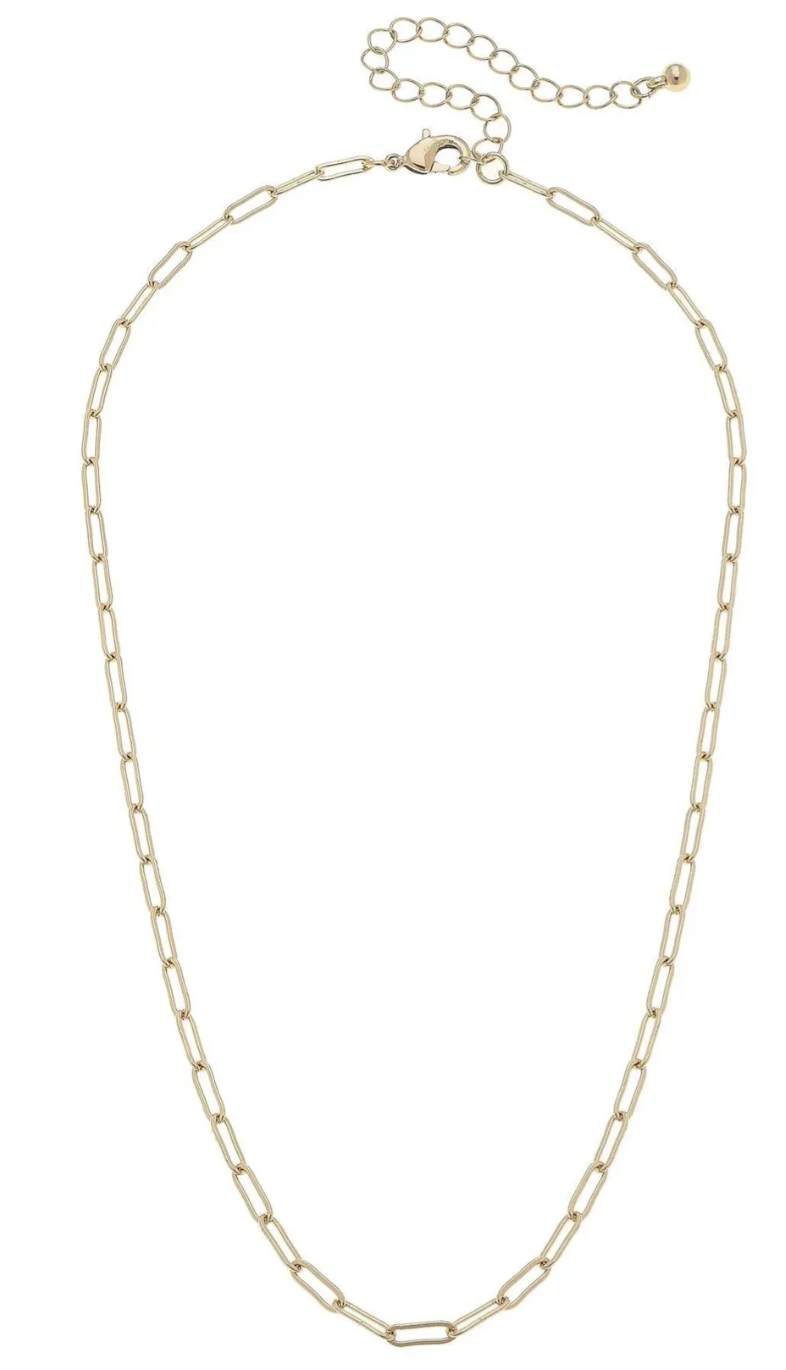 Celia Paperclip Chain Charm Necklace Base in Shiny Gold