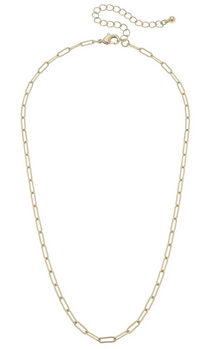 Celia Paperclip Chain Charm Necklace Base in Shiny Gold