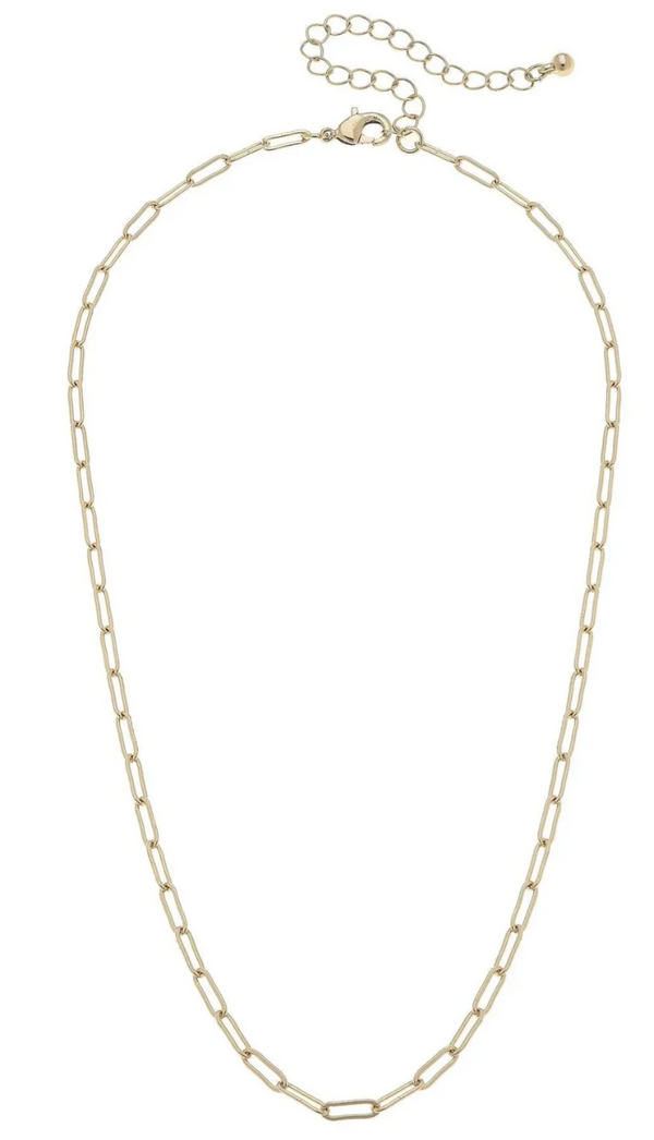 Celia Paperclip Chain Charm Necklace Base in Shiny Gold
