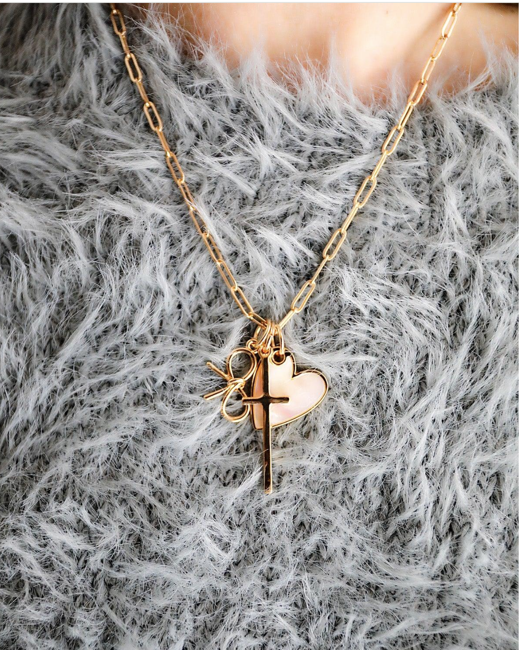 Celia Paperclip Chain Charm Necklace Base in Shiny Gold