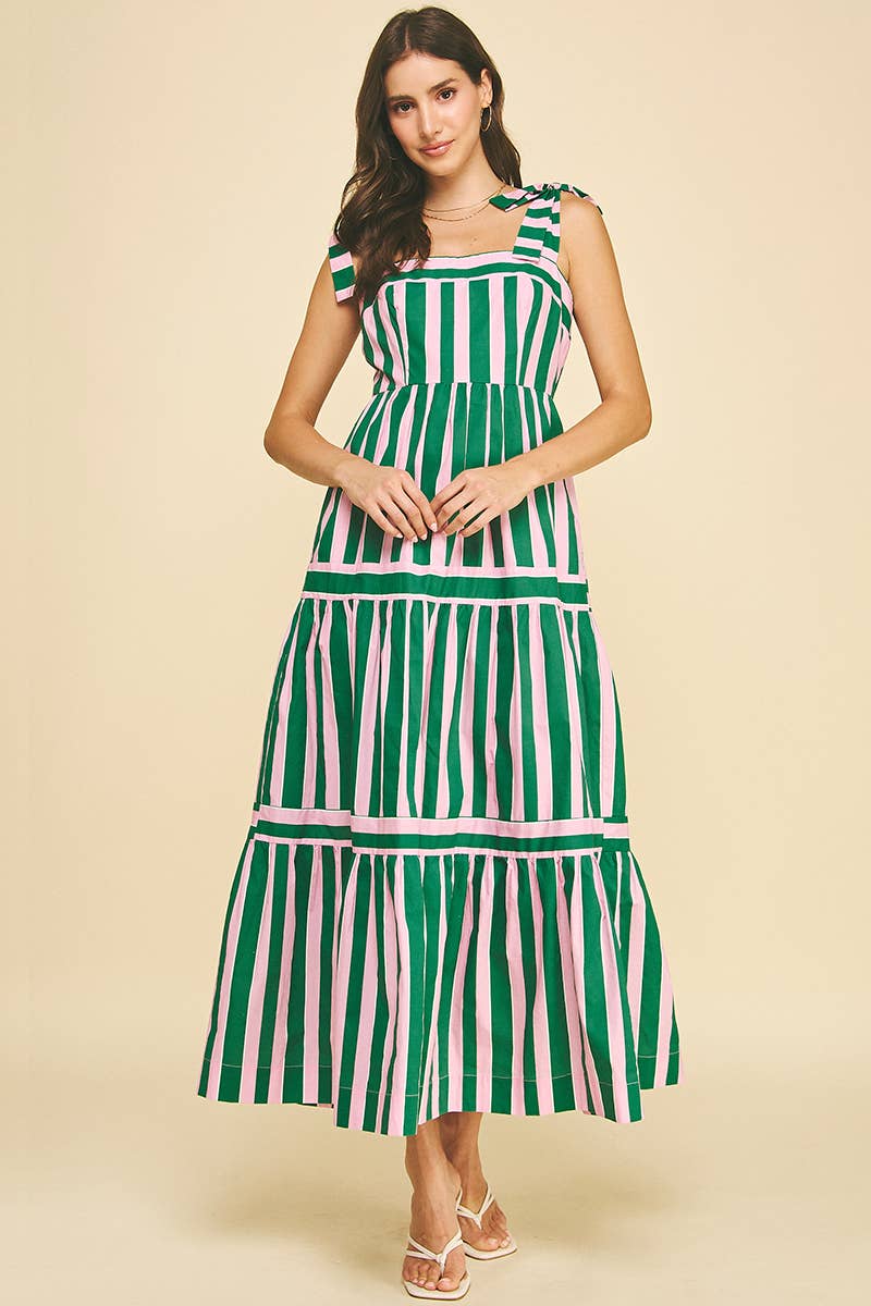 Braylee MULTI COLOR STRIPED TIERED MAXI DRESS