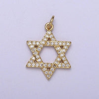 Wholesale Cubic Gold Star of David Charms, Cz Star Jewish Religious Pendant N-336