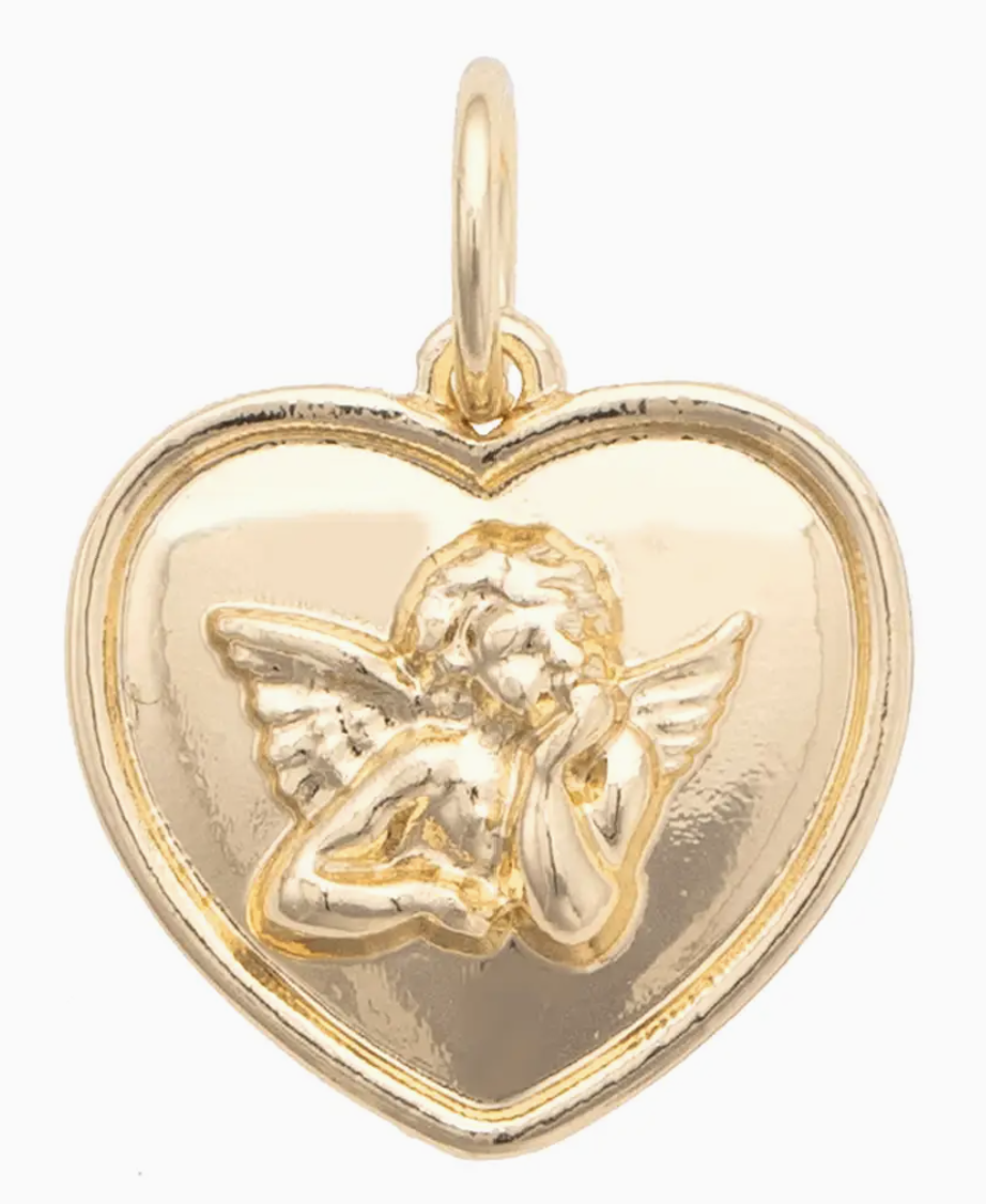 CANVAS STYLE CHARM BAR-Cherub Heart Charm in Shiny Gold