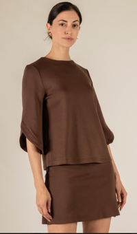 P. CILL Butter Modal Flare 3/4 Sleeve Round Neck Top