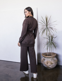 P. CILL Butter Modal Ribbed Contrast Robe