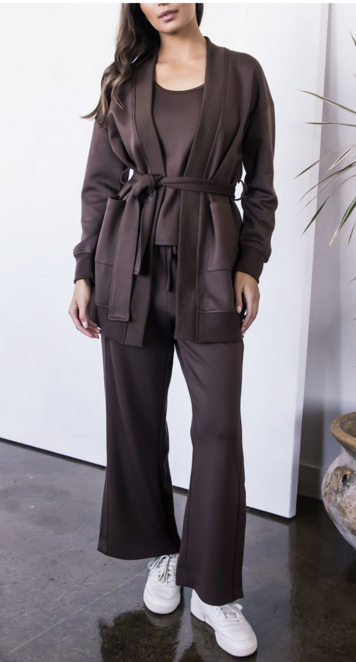 P. CILL Butter Modal Ribbed Contrast Robe