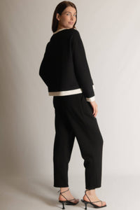 P. CILL Butter Modal Contrast Border Top: Black/Ivory / Large