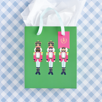 Medium Gift Bag, Green Nutcrackers Christmas Gift Bag