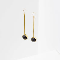 Larissa Loden  Aberrant Brass and Gemstone Earrings: Onyx