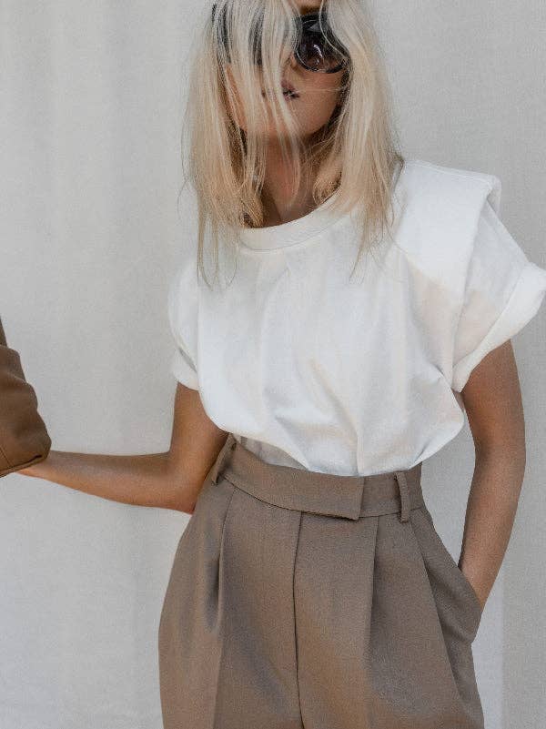 Urban White Short Sleeves T-Shirt Top: WHITE / XL