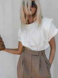 Urban White Short Sleeves T-Shirt Top: WHITE / L