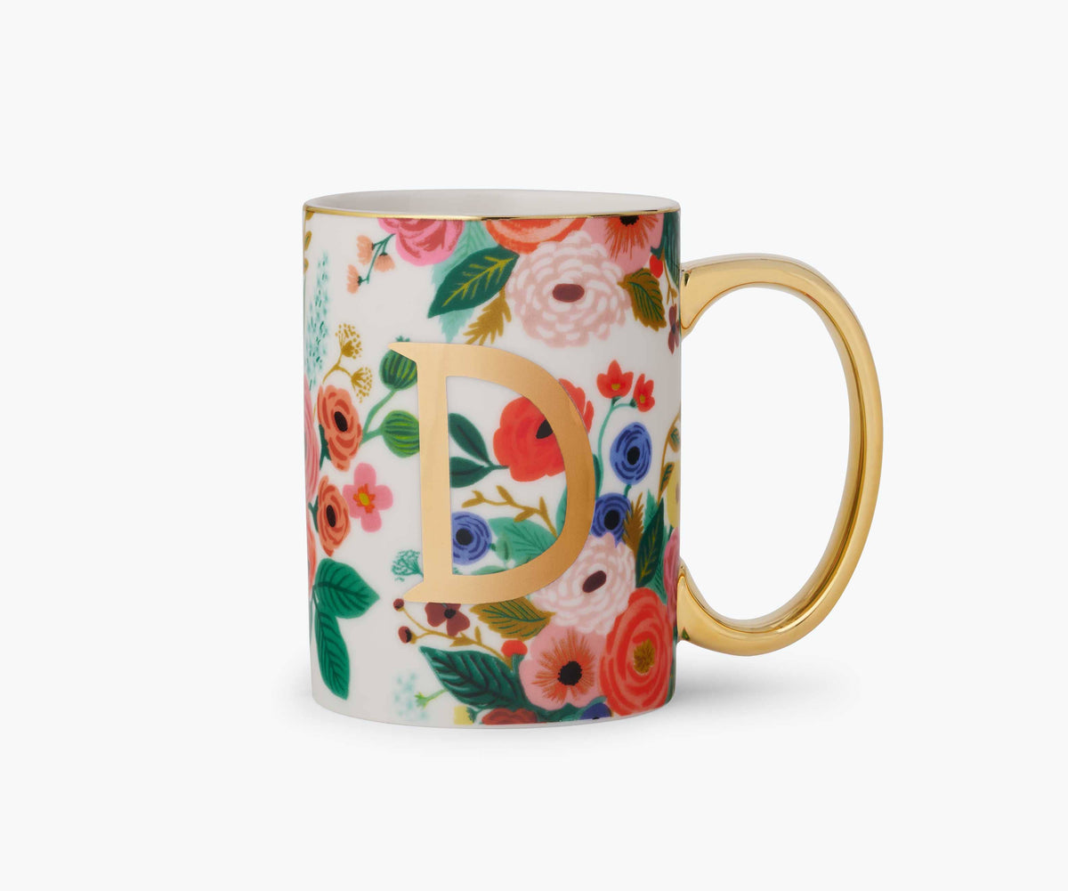 Garden Party Porcelain Monogram Initial Mug