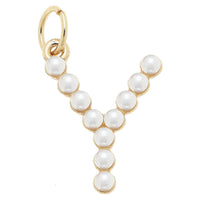 Pearl-Studded Letter Charm in Ivory: G