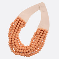 WOOD BEADED LAYERED MAGNETIC NECKLACE : Red