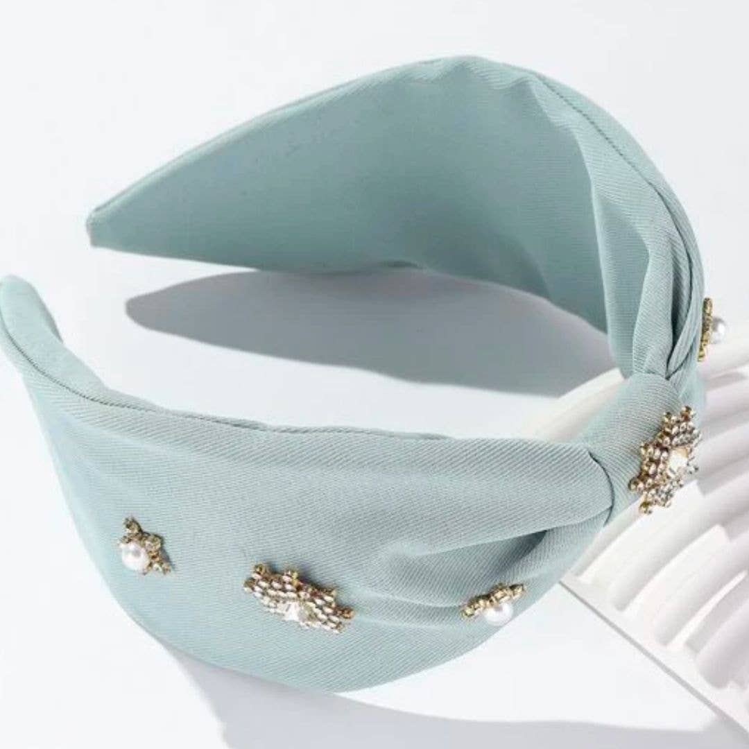Bejeweled Headband | Cute Blue Headband | Wide Jewels