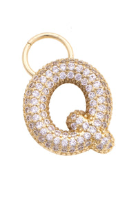 Canvas Style Charm Bar Letter Pave Initial Charm in Shiny Gold