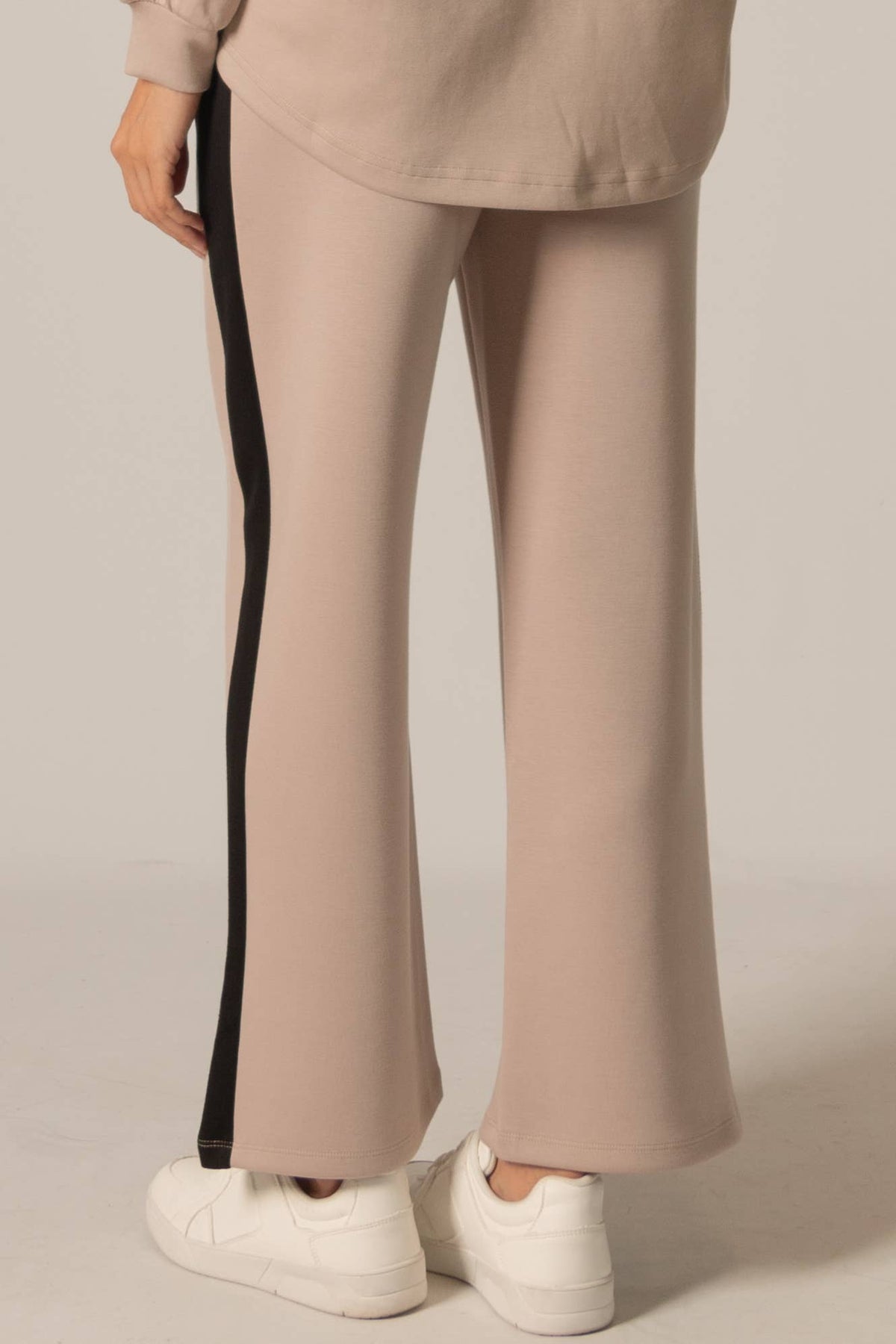 P. CILL Butter Modal Side Stripe Wide Leg Pants: Black / Small
