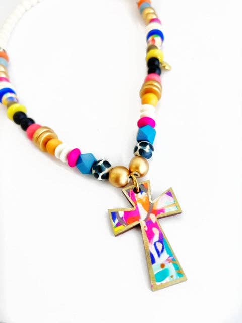 Cross Necklaces: Black Dot