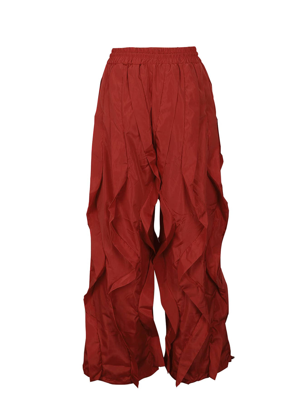 Ruched Drawstring Trousers Wide-Leg Parachute Pants: Black / L