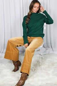 Stone Washed Cotton Corduroy Cropped Pants VP83140: Brown / M