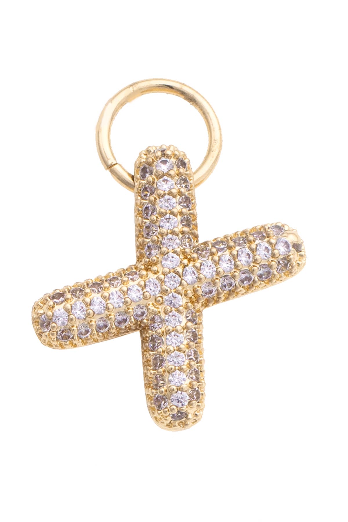 Canvas Style Charm Bar Letter Pave Initial Charm in Shiny Gold