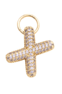 Canvas Style Charm Bar Letter Pave Initial Charm in Shiny Gold