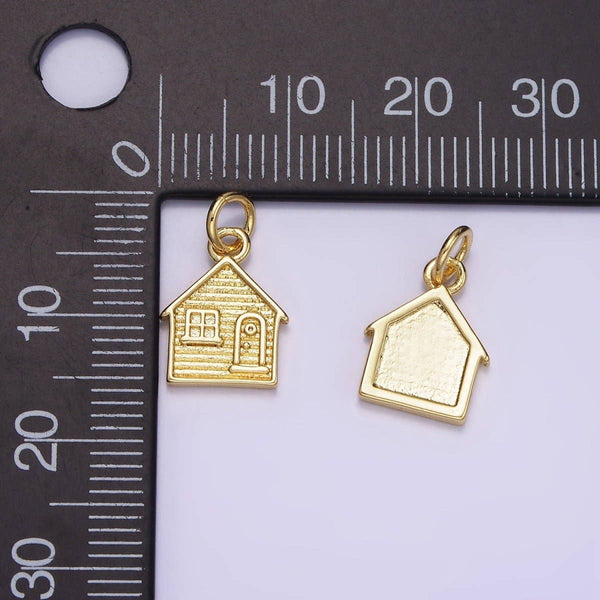 14K Gold Filled Mini House Home Textured Charm | AG642