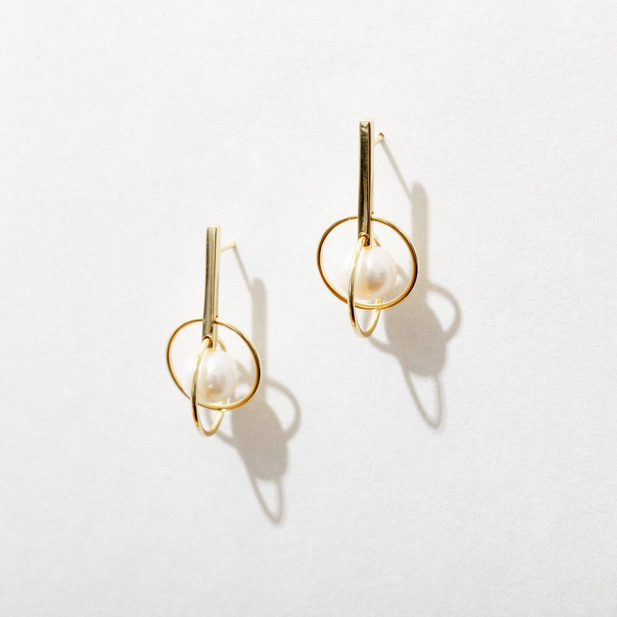 Pearl Geo 14K Gold Plated Drop Earrings
