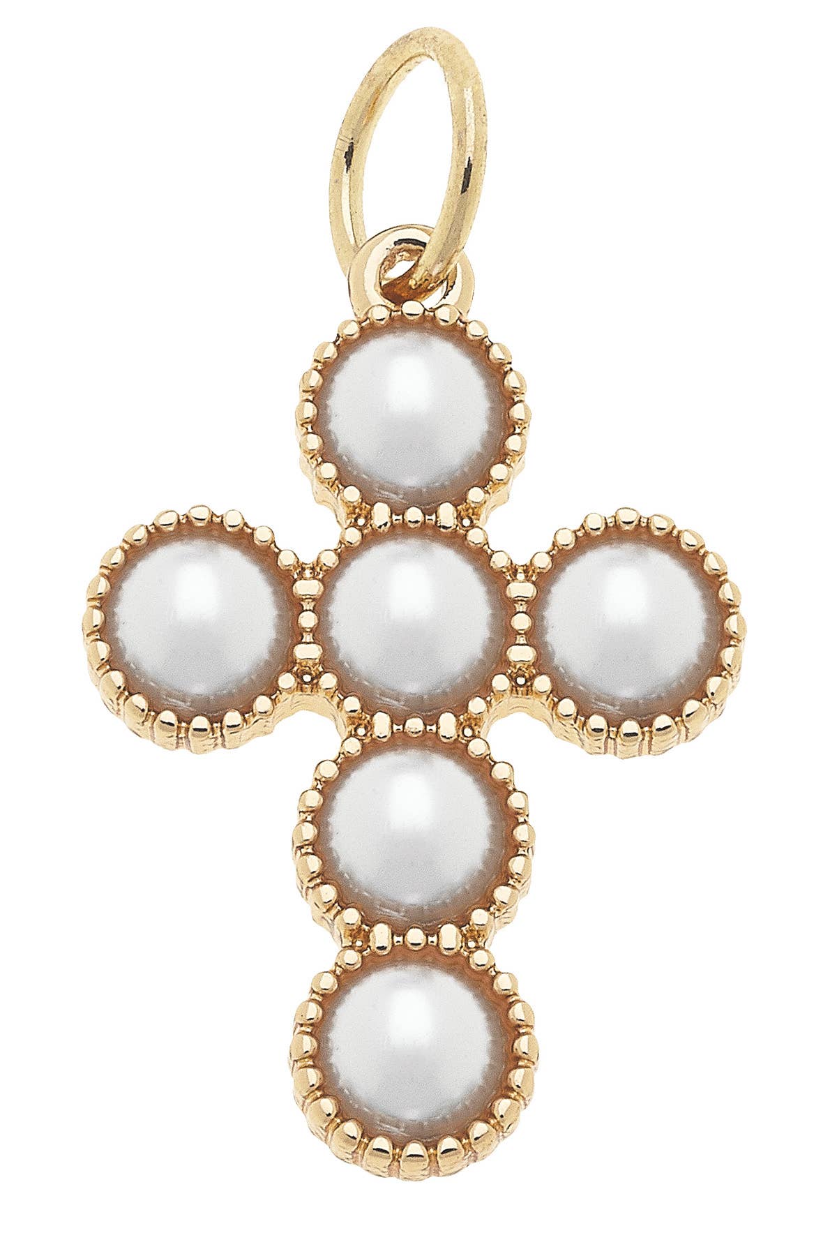 CANVAS STYLE CHARM BAR -Pearl Cross Charm in Shiny Gold