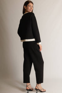 P. CILL Butter Modal Contrast Border Top: Black/Ivory / Small