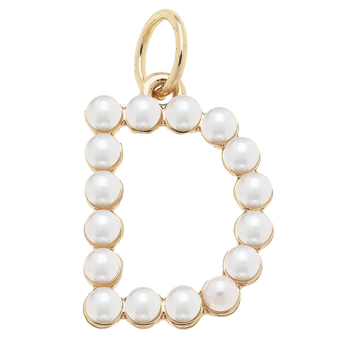 Pearl-Studded Letter Charm in Ivory: P