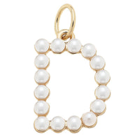 Pearl-Studded Letter Charm in Ivory: P