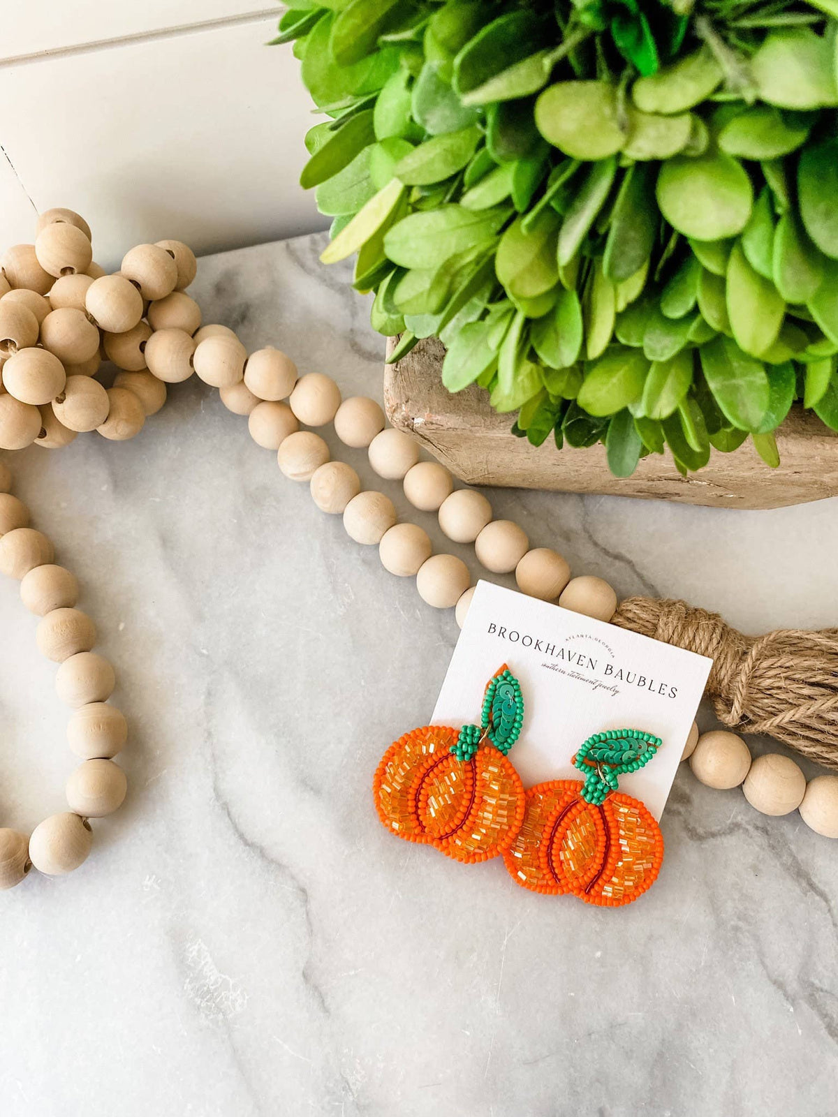 Pumpkin Beaded Southern Statement Earrings