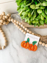 Pumpkin Beaded Southern Statement Earrings