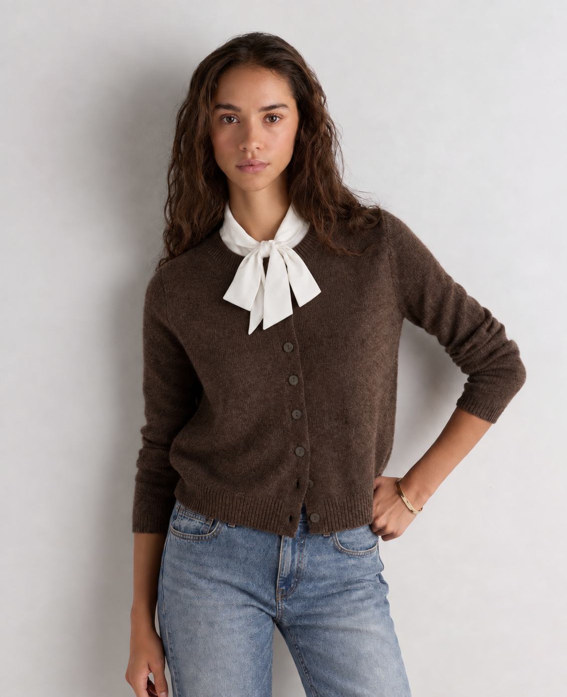 Cici White Bow Collar Chemisette