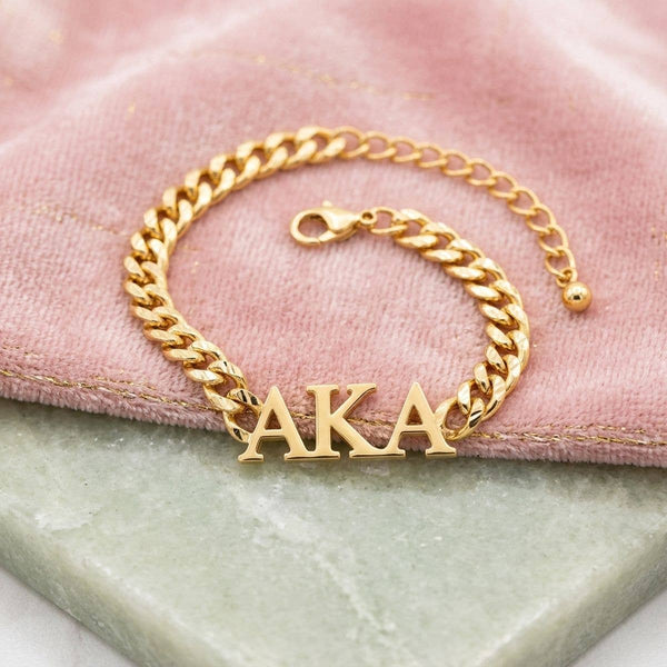 AKA Sorority Gold Chain Greek Letter Bracelet