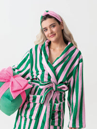 TWO TONE KNOTTED HEADBAND: GREEN & PINK