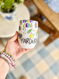 Mardi Gras Sips 12 oz Tumbler, double insulated, party cup